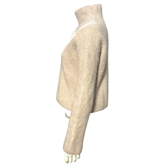 & Other Stories Beige Size Small Ribbed Alpaca Blend Crop Top Turtleneck Sweater - Picture 2 of 10